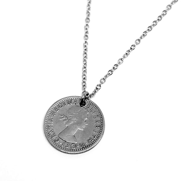 シックスペンスコイン ネックレス コイン 金属アレルギー ニッケルフリー レディスネックレス コイン シックスペンスコイン 日本製 送料無料 6ペンス コイン サムシングフォー マザーグース レディス メンズ メール便