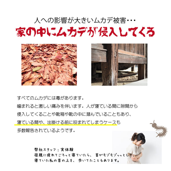 【ムカデちゃんアウト10個入】日本製 送料無料 100%天然成分 効果長持約1か月 国産 殺虫剤不使用 効果実証済み 日本製 忌避 ムカデ対策 ムカデ忌避剤 ムカデ退治 ムカデ駆除